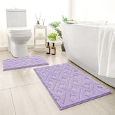 HOMEIDEAS Lavender 2-Piece Bath Rug Front View shows plush, foot-friendly softness.
