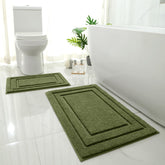 HOMEIDEAS bathroom rug set in sage green with non-slip backing for safer steps.