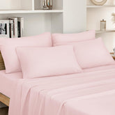 HOMEIDEAS full-size flat sheet in pale pink delivers a silky-soft feel