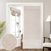 HOMEIDEAS linen blackout curtain on a French door blocks sunlight for privacy.