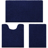 HOMEIDEAS Navy 3-piece set small rug close-up for bathroom floors