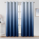 HOMEIDEAS navy blue ombre curtain front view enhances room ambiance and light control.