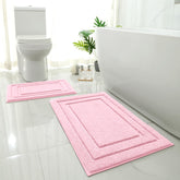 HOMEIDEAS pink bath rug 20x32 front view shows ultra-soft microfiber.