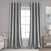 HOMEIDEAS silver grey faux silk curtains fabric close-up showing silky texture and luxury.