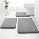 HOMEIDEAS Upgraded 3-Piece Bath Rugs grey plush velvet surface for cloud-soft comfort