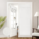 HOMEIDEAS white linen blackout French door curtain front view two sided texture for seamless styling