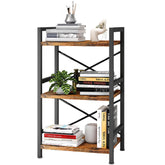 Homeiju Bookshelf with 3-tier industrial frame for compact storage.