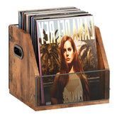 Homeiju vinyl storage crate side view showing capacity for 60 LP records