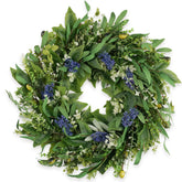 HomeKaren 22-inch front-door wreath with eucalyptus and olive for a refreshed entrance