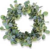 HomeKaren eucalyptus wreath on the front door, 20-inch diameter, year-round curb appeal.