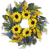HomeKaren sunflower wreath on front door; 22-inch size for vibrant curb appeal