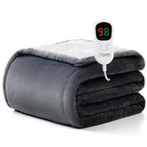 Homemate heated blanket throw with soft-flannel-sherpa surface for cozy warmth.
