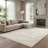 Homemate 5x7 beige rug in living room with plush feel and easy cleaning.