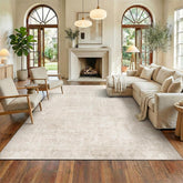 Homemate washable rug 8x10 beige in living room showing cozy comfort and easy maintenance