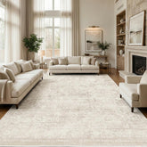 Homemate washable rug 9x12 beige angle view showing durable fibers and versatile living spaces