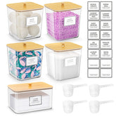 HomePekite clear laundry containers (four-pack) for easy content visibility.