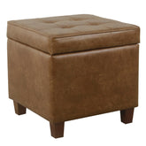 HomePop square tufted storage ottoman top view with hidden storage.