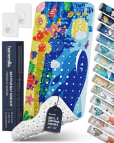 Homerella ocean sea animals bath mat with 200 suction cups for secure grip.