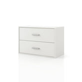 Apexa 2-drawer stackable cabinet front view in white, ideal for dorm organization