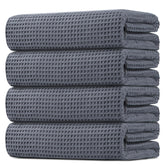 HOMEXCEL waffle bath towel set 4-pack outer view shows plush yet lightweight fabric