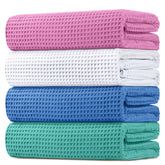 HOMEXCEL waffle bath towels 4-pack multicolor showcase a soft, quick-dry surface.