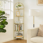 Homhedy 5-tier corner shelf arc design for stylish storage.