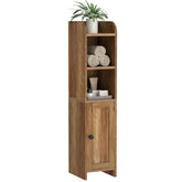 Homhedy corner cabinet with door and shelves for organized bath essentials.