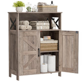 Homhedy farmhouse storage cabinet with barn doors for organized bathroom space