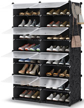 HOMIDEC 8-tier shoe rack front view for organized closet storage.