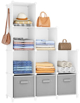 HOMIDEC 9-Cube storage assembly demonstrates quick setup for a tidy living room.