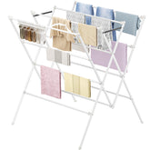 HOMIDEC drying rack with 12 rods provides ample space for bulky items.