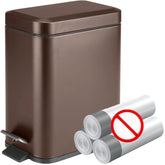 Homie soft close slim trash can with bronze lid, whisper-quiet operation for peaceful spaces.