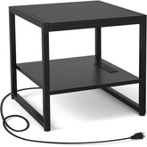 Homieasy end table with charging station keeps devices charged within reach.