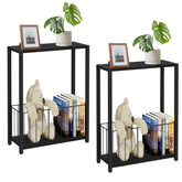 Homleke narrow side table black, ideal for slim spaces beside sofas or beds.