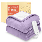 HOMLYNS LuxeHeat blanket close-up of soft flannel and Sherpa texture for plush warmth