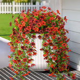 Hommyea artificial hanging flowers outdoors red brown daisies for porch decor