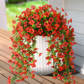 Hommyea red daisy hanging flower for front door decor and curb appeal