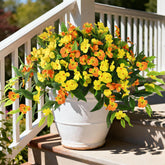Hommyea outdoor artificial flowers 6-bunches display, vibrant year-round color for planters.