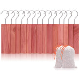 Homode cedar blocks for closet hangups, emitting a gentle forest fragrance.