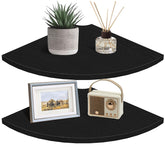 Homode corner floating shelves with curved two-tier design for stylish storage.