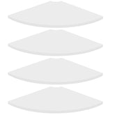 Homode corner floating shelf front view highlighting round white design and cable management feature.