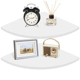 Homode Corner Wall Shelf 12in wide white front view for compact decor and display.