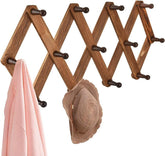 Homode vintage wood expandable peg rack extended to 42 inches for versatile wall storage.