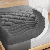 HOMRELEXA dual-layer 4in bamboo topper shown on a bed for breathable comfort