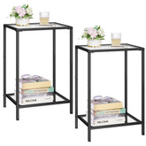 HOMSHO side tables set of 2, modern design with tempered glass for living room organization.