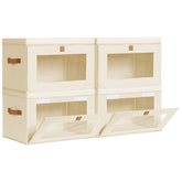Homsorout collapsible storage bin with front opening for easy access on high shelves