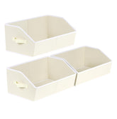 Homsorout trapezoid closet organizer beige 3-pack front view showing contents clearly