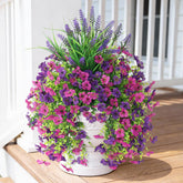 Homsunny purple daisy hanging bundles provide vibrant curb appeal for outdoor decor.