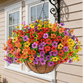Homsunny artificial hanging flowers basket for durable outdoor color year-round.