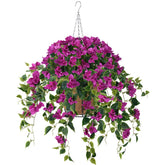 Homsunny bougainvillea silk flowers hanging basket four-piece set for easy outdoor decor